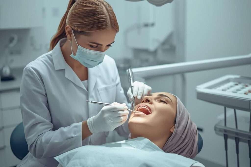 Dentist performing dental implants treatment in Lucknow using advanced implant technology in a clean clinic.