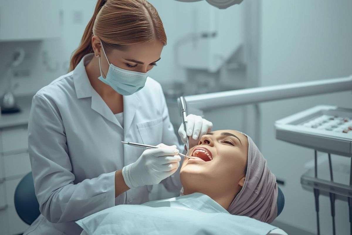 Dentist performing dental implants treatment in Lucknow using advanced implant technology in a clean clinic.